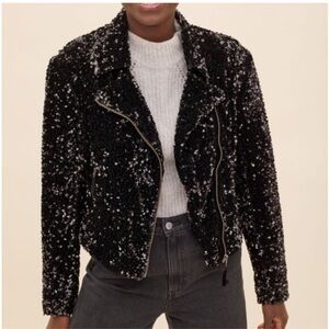 Anthropologie Sequin Moto Jacket